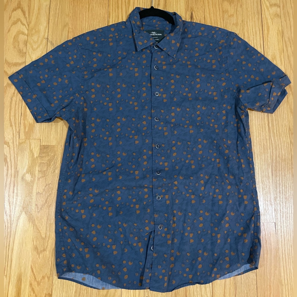 Rodd & Gunn Navy Shirt with Brown Accents & Pattern